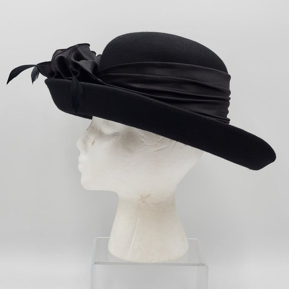 Betmar New York Wool Hat Satin & Feathers Hat Band - Picture 4 of 16